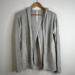 Lululemon Cardigan Womens 2 Open Hooded Sweater Lightweight‎ Knit Yoga Lounge